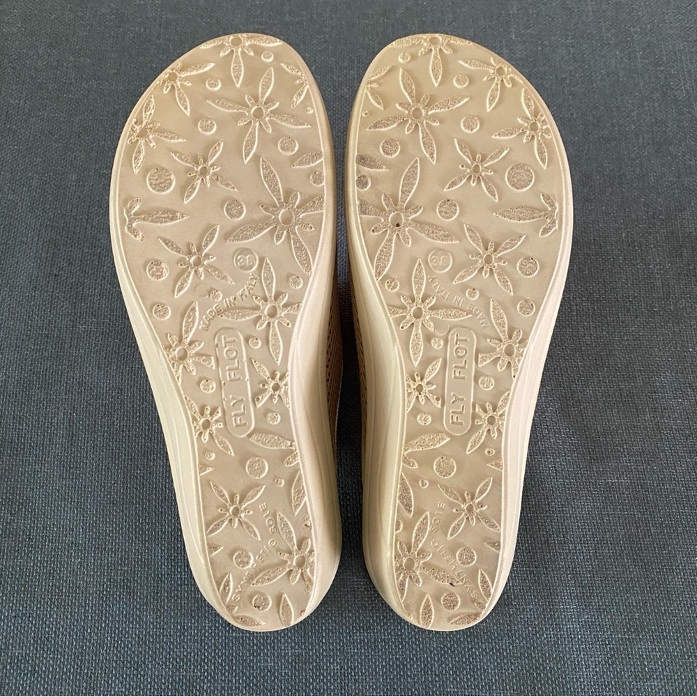 Fly Flot Clog Slip-on Mule Tan Mesh Comfort Anti-shock Anatomic Size US 7.5 - Picture 7 of 11